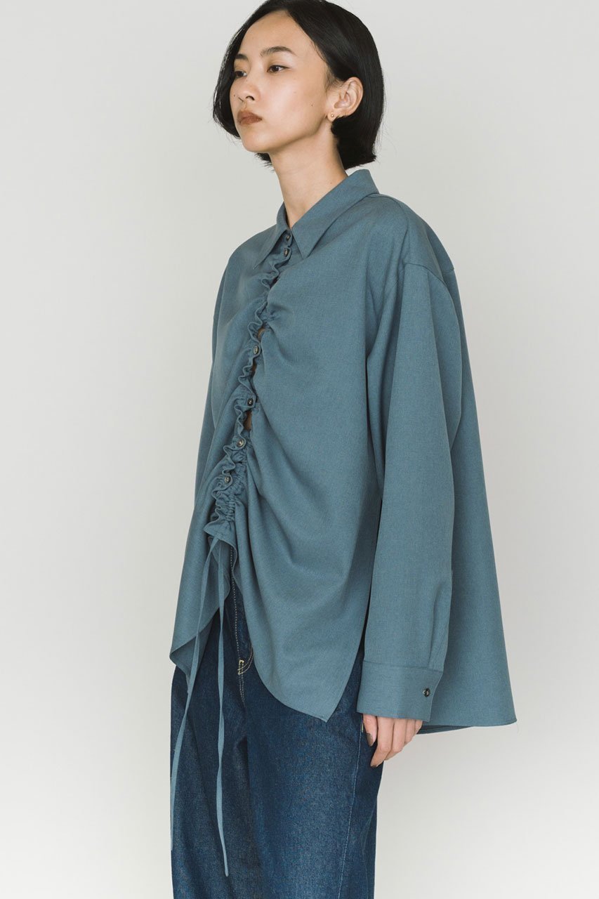 【ミディウミソリッド/MIDIUMISOLID】のドローストリングシャツ 人気、トレンドファッション・服の通販 founy(ファニー) 　ファッション　Fashion　レディースファッション　Fashion for Women　トップス・カットソー　Cut & Sew Tops　シャツ・ブラウス・オフィスカジュアル　Elegant Blouses & Button-Ups　スラックス　Slacks, Dress Pants　スリーブ　Sleeve, Long Sleeve / Short Sleeve　デニム　Denim, Jeans Material　ドレープ　Drape, Draping Fabric　ベーシック　Basic, Essential　ロング　Long, Long-Length　other-8|ID: prp329100004765854 ipo3291000000034565676