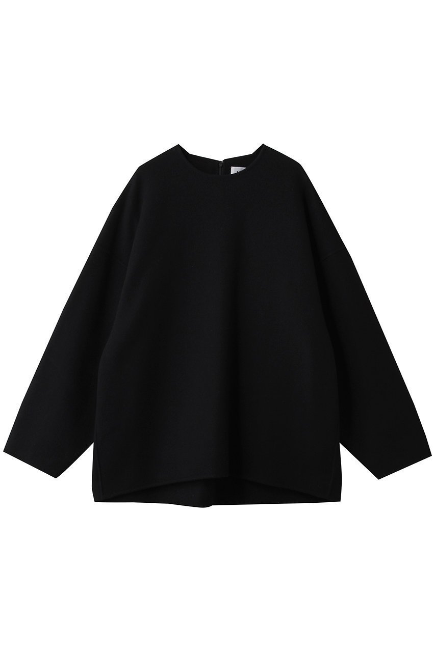 【ハー/HER.】のメルトンリバープルオーバー インテリア・キッズ・メンズ・レディースファッション・服の通販 founy(ファニー) 　ファッション　Fashion　レディースファッション　Fashion for Women　トップス・カットソー　Cut & Sew Tops　シャツ・ブラウス・オフィスカジュアル　Elegant Blouses & Button-Ups　カジュアルプルオーバー・ニットトップス　Pullovers & Knit Tops / Casual Pullovers　スリーブ　Sleeve, Long Sleeve / Short Sleeve　フォルム　Silhouette, Form　メルトン　Melton, Heavy Wool　ロング　Long, Long-Length　軽量　Lightweight, Ultra Light　ブラック|ID: prp329100004766610 ipo3291000000035359969