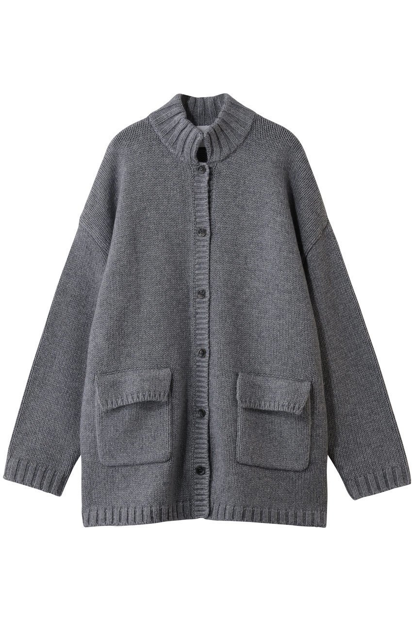 【ハー/HER.】のスタンドカラーニットジャケット インテリア・キッズ・メンズ・レディースファッション・服の通販 founy(ファニー) 　ファッション　Fashion　レディースファッション　Fashion for Women　カーディガン　Cardigan, Knitwear　ジャケット　Jacket, Outerwear　フォルム　Silhouette, Form　ミックス　Mix, Mixed Style　グレー|ID: prp329100004766613 ipo3291000000035587588