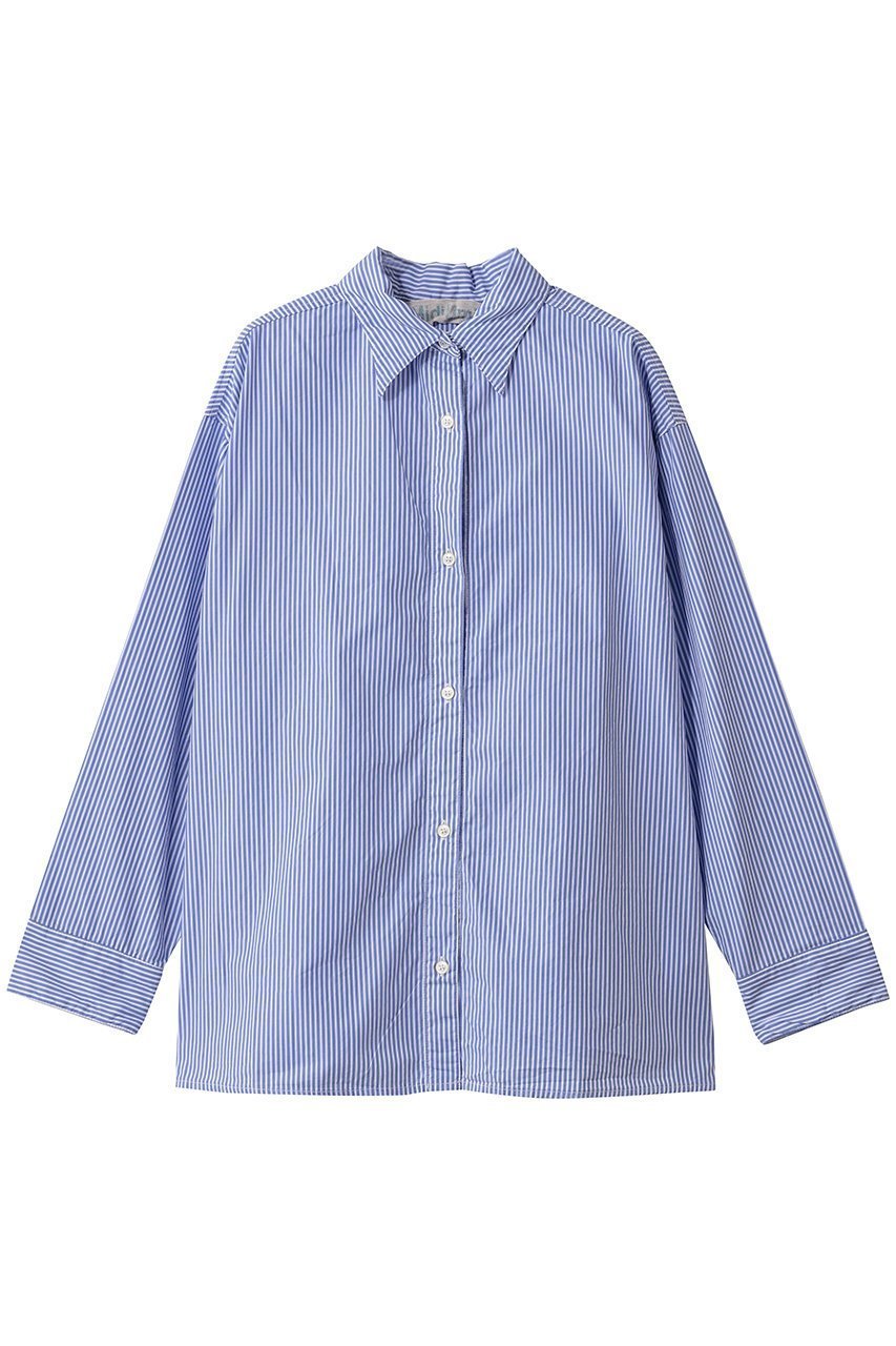 【ミディウミ/MidiUmi】のpointed collar stripe shirt シャツ 人気、トレンドファッション・服の通販 founy(ファニー) 　ファッション　Fashion　レディースファッション　Fashion for Women　トップス・カットソー　Cut & Sew Tops　シャツ・ブラウス・オフィスカジュアル　Elegant Blouses & Button-Ups　ストライプ　Stripe, Striped Pattern　スリーブ　Sleeve, Long Sleeve / Short Sleeve　デニム　Denim, Jeans Material　ミックス　Mix, Mixed Style　ロング　Long, Long-Length　エレガント 上品　Elegant　新作・新入荷　New Arrivals / New In　 other-1|ID: prp329100004767361 ipo3291000000034525139