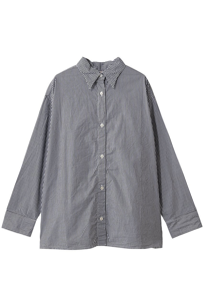 【ミディウミ/MidiUmi】のpointed collar stripe shirt シャツ インテリア・キッズ・メンズ・レディースファッション・服の通販 founy(ファニー) 　ファッション　Fashion　レディースファッション　Fashion for Women　トップス・カットソー　Cut & Sew Tops　シャツ・ブラウス・オフィスカジュアル　Elegant Blouses & Button-Ups　ストライプ　Stripe, Striped Pattern　スリーブ　Sleeve, Long Sleeve / Short Sleeve　デニム　Denim, Jeans Material　ミックス　Mix, Mixed Style　ロング　Long, Long-Length　エレガント 上品　Elegant　black|ID: prp329100004767361 ipo3291000000035626337