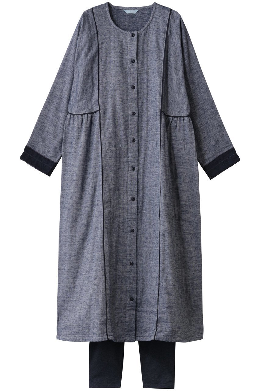 【キッドブルー/KID BLUE】の25起毛トリプルガーゼナイティ(スパッツつき) インテリア・キッズ・メンズ・レディースファッション・服の通販 founy(ファニー) ファッション Fashion レディースファッション Fashion for Women トップス・カットソー Cut & Sew Tops シンプル Simple, Minimal パイピング Piping, Trim Design パジャマ Pajamas, Sleepwear フレア Flare, Flared リラックス Relax, Relaxed Fit ネイビー|ID: prp329100004767367 ipo3291000000034525189