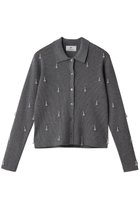 【プルミエ アロンディスモン/1er Arrondissement】のフラワービジューニットシャツ チャコールグレー|ID:prp329100004768227