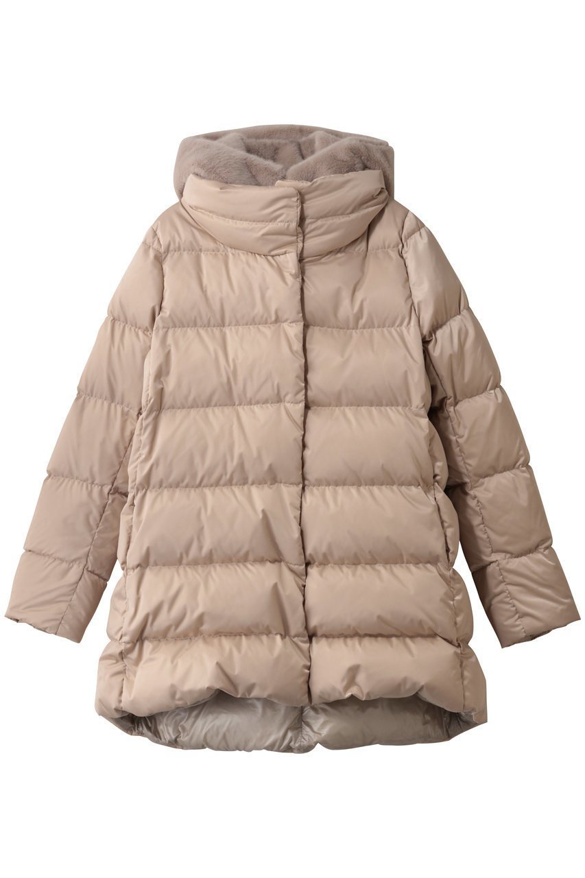【ヘルノ/HERNO】のフェイクファーコンビダウンコート インテリア・キッズ・メンズ・レディースファッション・服の通販 founy(ファニー) 　ファッション　Fashion　レディースファッション　Fashion for Women　アウター　Coat / Outerwear Collection　コート・ロングコート・ピーコート　Long Coats, Peacoats & More　ダウンジャケット・軽量ダウン　Warm & Lightweight Down Jackets　オケージョン　Occasion Wear　ダウン　Down, Puffer　エレガント 上品　Elegant　軽量　Lightweight, Ultra Light　防寒　Cold Protection, Winter-Ready　ベージュ|ID: prp329100004768239 ipo3291000000034575864