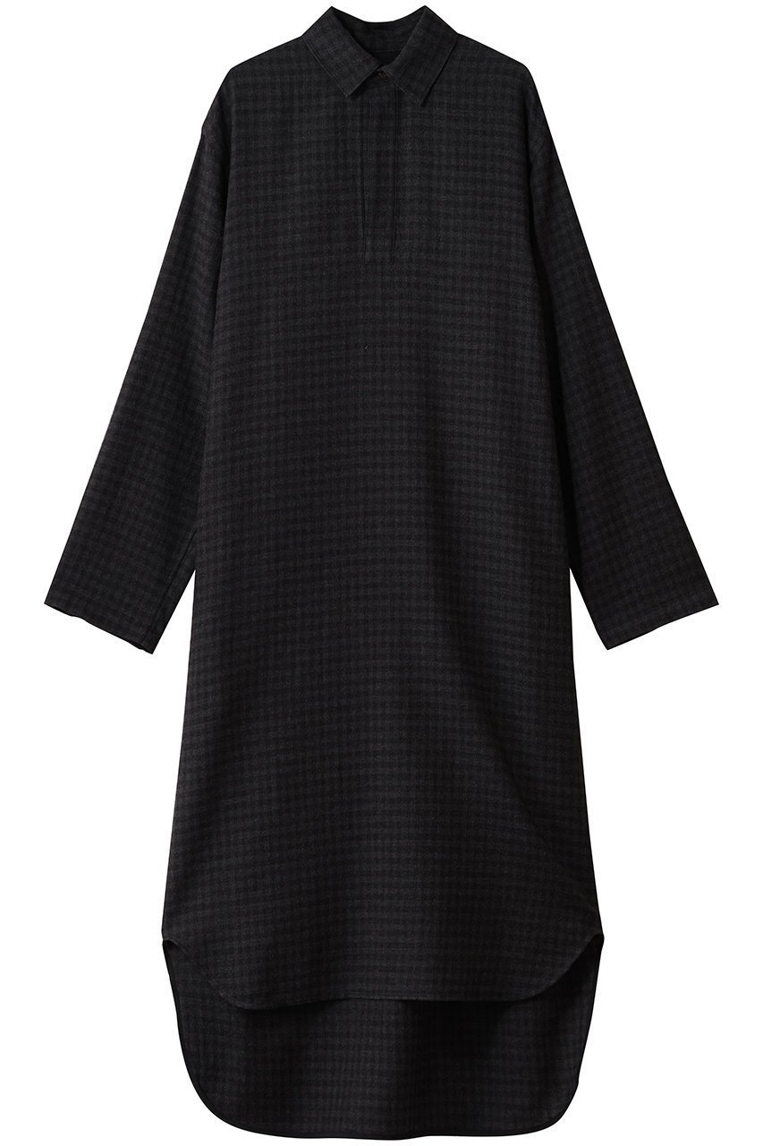 【ブラミンク/BLAMINK】のチェックロングスリーブワンピース インテリア・キッズ・メンズ・レディースファッション・服の通販 founy(ファニー) 　ファッション　Fashion　レディースファッション　Fashion for Women　ワンピース　Dresses　チュニック　Tunic Tops & Dresses　シンプル　Simple, Minimal　チェック　Check, Plaid, Tartan　チュニック　Tunic, Long Top　フォルム　Silhouette, Form　ロング　Long, Long-Length　新作・新入荷　New Arrivals / New In　ダークグレー|ID: prp329100004768252 ipo3291000000034535595