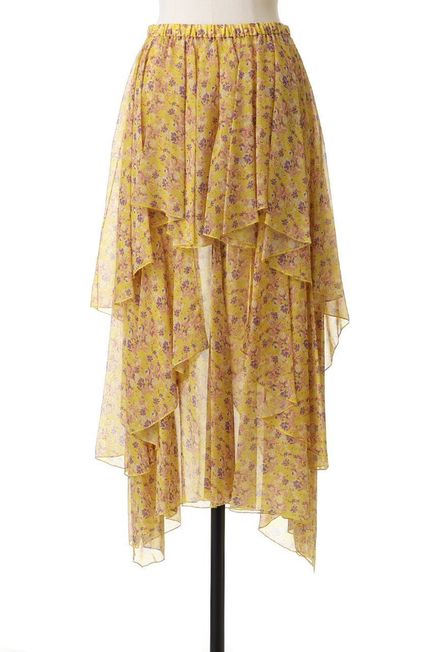 【ブラミンク/BLAMINK】のフラワープリントティアードスカート 人気、トレンドファッション・服の通販 founy(ファニー) 　ファッション　Fashion　レディースファッション　Fashion for Women　スカート　Skirts　ティアードスカート　Tiered Skirts　イエロー　Yellow　シンプル　Simple, Minimal　ランダム　Random, Irregular　エレガント 上品　Elegant　新作・新入荷　New Arrivals / New In　other-2|ID: prp329100004768261 ipo3291000000034535656