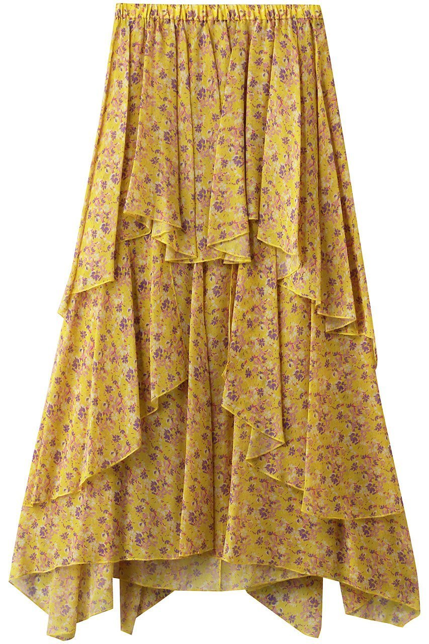 【ブラミンク/BLAMINK】のフラワープリントティアードスカート 人気、トレンドファッション・服の通販 founy(ファニー) 　ファッション　Fashion　レディースファッション　Fashion for Women　スカート　Skirts　ティアードスカート　Tiered Skirts　イエロー　Yellow　シンプル　Simple, Minimal　ランダム　Random, Irregular　エレガント 上品　Elegant　 other-1|ID: prp329100004768261 ipo3291000000035924110