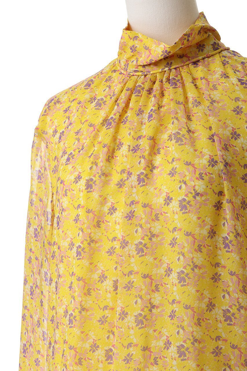 【ブラミンク/BLAMINK】のフラワープリントロングスリーブドレス 人気、トレンドファッション・服の通販 founy(ファニー) 　ファッション　Fashion　レディースファッション　Fashion for Women　ワンピース　Dresses　フォーマル・パーティードレス・結婚式用ドレス　Elegant & Casual Dresses　チュニック　Tunic Tops & Dresses　イエロー　Yellow　シアー　Sheer, See-Through　スリーブ　Sleeve, Long Sleeve / Short Sleeve　チュニック　Tunic, Long Top　ドレス　Dress, One-Piece　フレア　Flare, Flared　プリント　Print, Printed Pattern　新作・新入荷　New Arrivals / New In　other-5|ID: prp329100004768262 ipo3291000000034535669