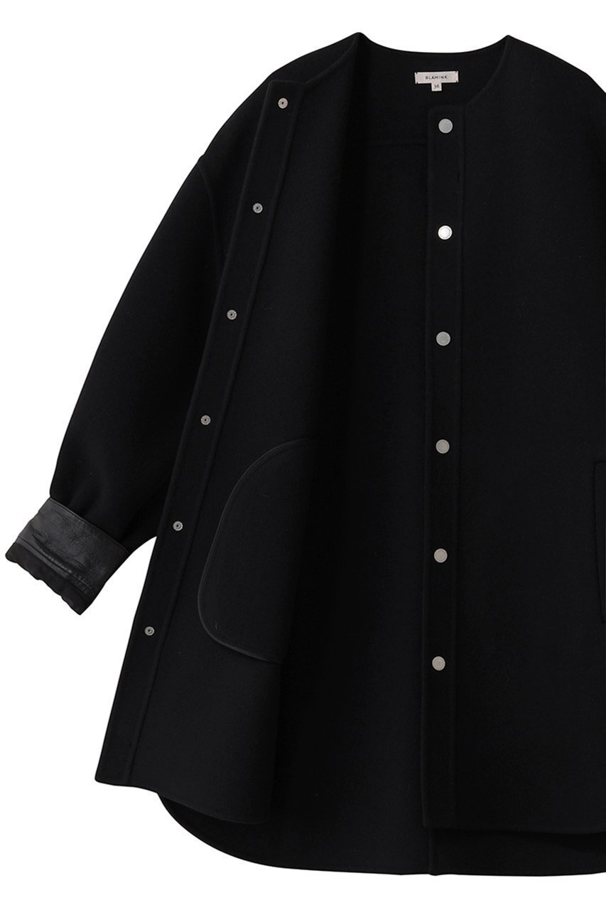 【ブラミンク/BLAMINK】のダブルフェイスノーカラーコート 人気、トレンドファッション・服の通販 founy(ファニー) ファッション Fashion レディースファッション Fashion for Women アウター Coat / Outerwear Collection コート・ロングコート・ピーコート Long Coats, Peacoats & More ショート Short, Short Length ダブル Double, Double-Breasted ドット Polka Dot, Dot Pattern フェイス Face, Facial Design 新作・新入荷 New Arrivals / New In A/W・秋冬 Autumn/Winter other-7|ID: prp329100004768267 ipo3291000000034535700