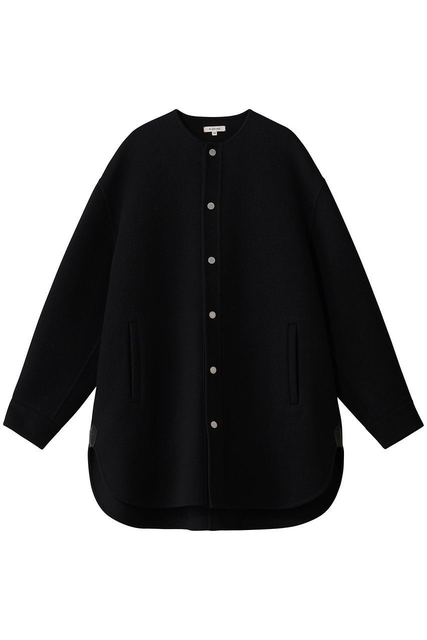 【ブラミンク/BLAMINK】のダブルフェイスノーカラーコート インテリア・キッズ・メンズ・レディースファッション・服の通販 founy(ファニー) 　ファッション　Fashion　レディースファッション　Fashion for Women　アウター　Coat / Outerwear Collection　コート・ロングコート・ピーコート　Long Coats, Peacoats & More　ショート　Short, Short Length　ダブル　Double, Double-Breasted　ドット　Polka Dot, Dot Pattern　フェイス　Face, Facial Design　A/W・秋冬　Autumn/Winter　ブラック|ID: prp329100004768267 ipo3291000000035360230