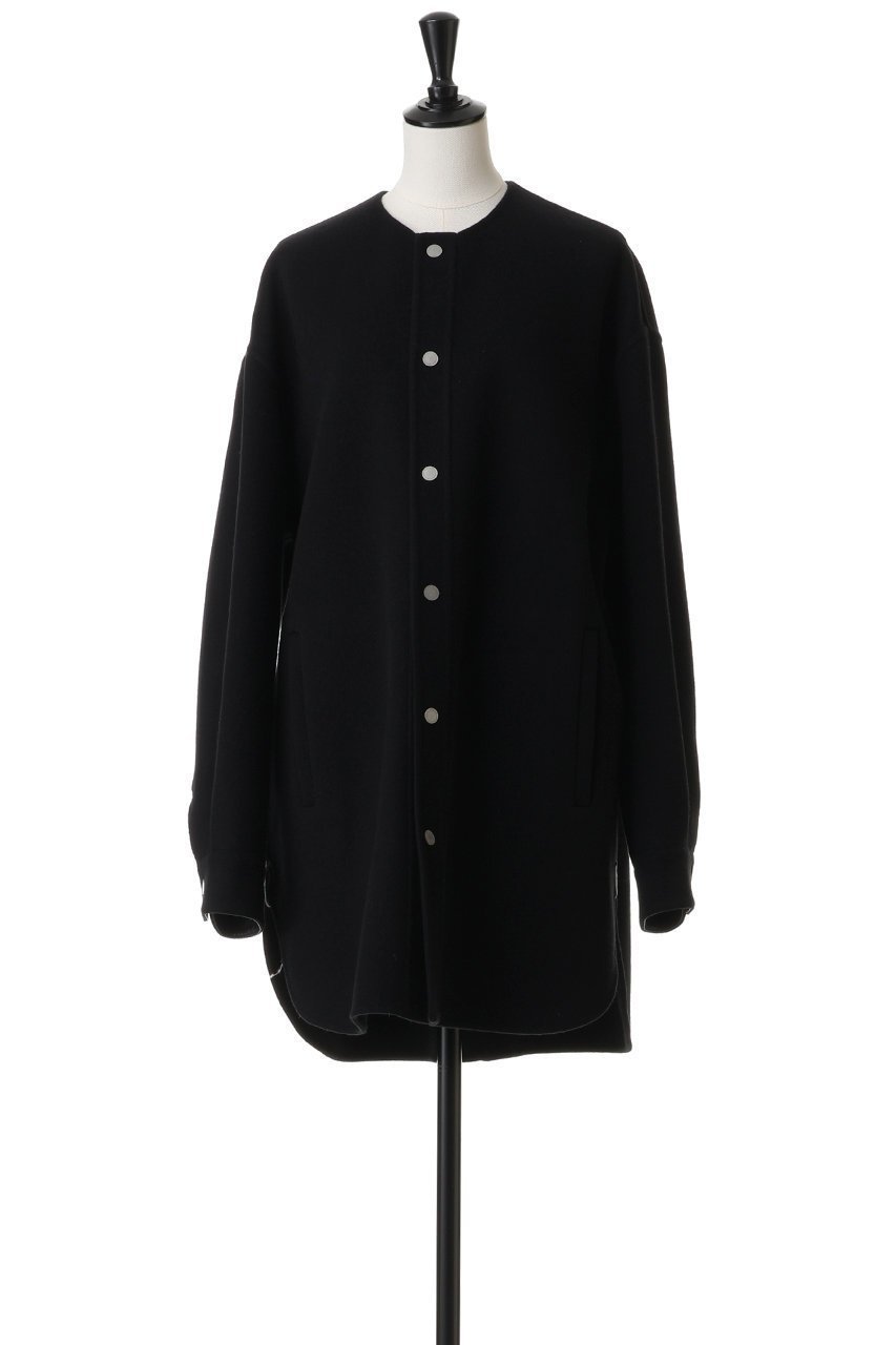 【ブラミンク/BLAMINK】のダブルフェイスノーカラーコート 人気、トレンドファッション・服の通販 founy(ファニー) 　ファッション　Fashion　レディースファッション　Fashion for Women　アウター　Coat / Outerwear Collection　コート・ロングコート・ピーコート　Long Coats, Peacoats & More　ショート　Short, Short Length　ダブル　Double, Double-Breasted　ドット　Polka Dot, Dot Pattern　フェイス　Face, Facial Design　A/W・秋冬　Autumn/Winter　other-2|ID: prp329100004768267 ipo3291000000035360231