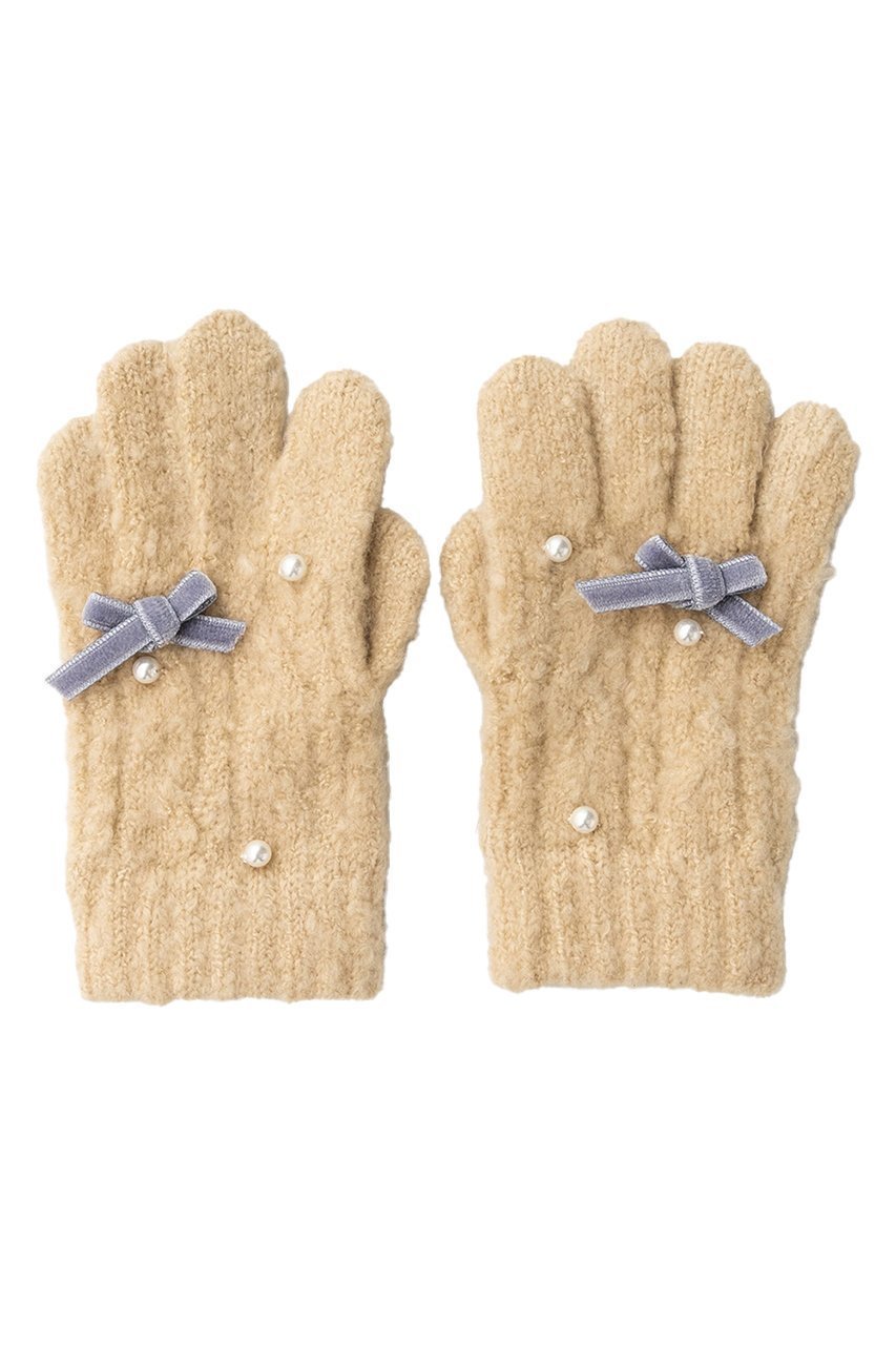 【ポプキンズ/POMPKINS / KIDS】の【KIDS】リボン手袋 インテリア・キッズ・メンズ・レディースファッション・服の通販 founy(ファニー) 　ファッション　Fashion　キッズファッション　Fashion for Kids　パール　Pearl, Pearl Accent　リボン　Ribbon, Bow　冬　Winter / This Winter　ベージュ|ID: prp329100004768279 ipo3291000000036192113