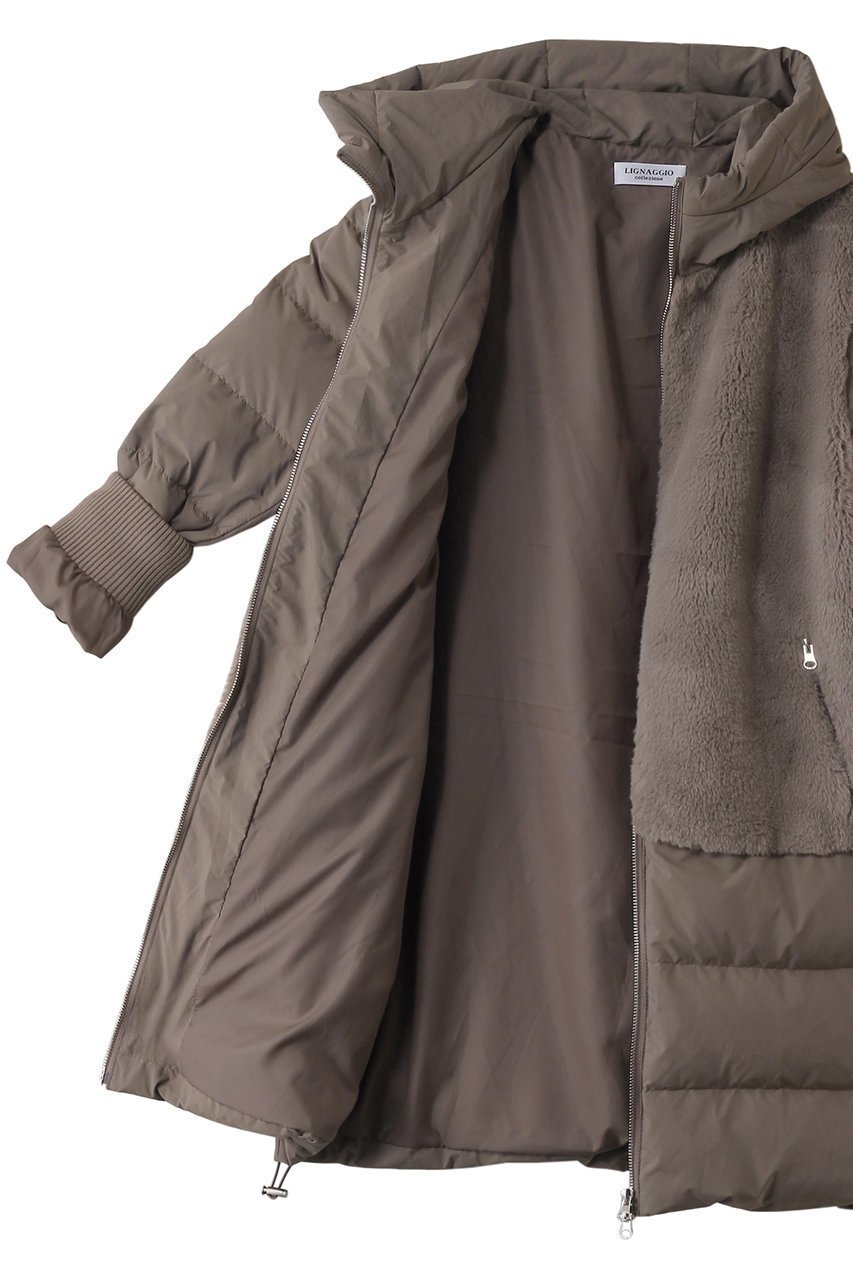 【リナージオ/LIGNAGGIO】のミンク風ダウンコート フード付き 人気、トレンドファッション・服の通販 founy(ファニー) 　ファッション　Fashion　レディースファッション　Fashion for Women　アウター　Coat / Outerwear Collection　コート・ロングコート・ピーコート　Long Coats, Peacoats & More　ダウンジャケット・軽量ダウン　Warm & Lightweight Down Jackets　エレガント 上品　Elegant　ダウン　Down, Puffer　ドローコード　Drawcord, Drawstring Cord　ファブリック　Fabric, Textile　再入荷　Restock / Back in Stock　冬　Winter / This Winter　other-6|ID: prp329100004769226 ipo3291000000035771836