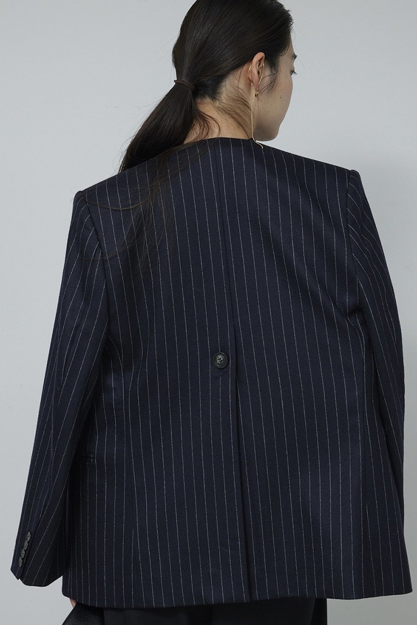 【ガリャルダガランテ/GALLARDAGALANTE】の【セットアップ対応】ストライプノーカラージャケット 人気、トレンドファッション・服の通販 founy(ファニー) ファッション Fashion レディースファッション Fashion for Women アウター Coat / Outerwear Collection レディースジャケット・軽アウター Jackets ノーカラージャケット / シンプル上品コーデ Collarless Jackets おすすめ Recommended / Our Picks ジャケット Jacket, Outerwear ストライプ Stripe, Striped Pattern スリット Slit, Slit Detail セットアップ Set-Up, Coordinated Outfit トレンド Trend, Trending Now 新作・新入荷 New Arrivals / New In other-7|ID: prp329100004769249 ipo3291000000034543887