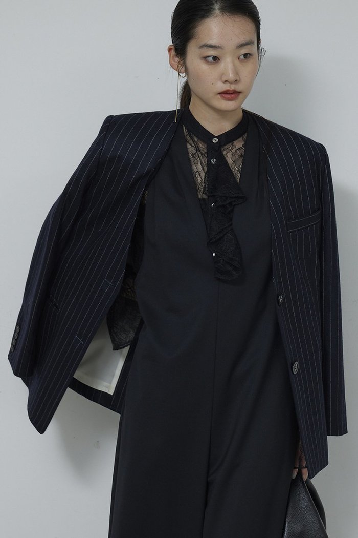 【ガリャルダガランテ/GALLARDAGALANTE】の【セットアップ対応】ストライプノーカラージャケット インテリア・キッズ・メンズ・レディースファッション・服の通販 founy(ファニー) https://founy.com/ ファッション Fashion レディースファッション Fashion for Women アウター Coat / Outerwear Collection レディースジャケット・軽アウター Jackets ノーカラージャケット / シンプル上品コーデ Collarless Jackets おすすめ Recommended / Our Picks ジャケット Jacket, Outerwear ストライプ Stripe, Striped Pattern スリット Slit, Slit Detail セットアップ Set-Up, Coordinated Outfit トレンド Trend, Trending Now |ID: prp329100004769249 ipo3291000000035772006