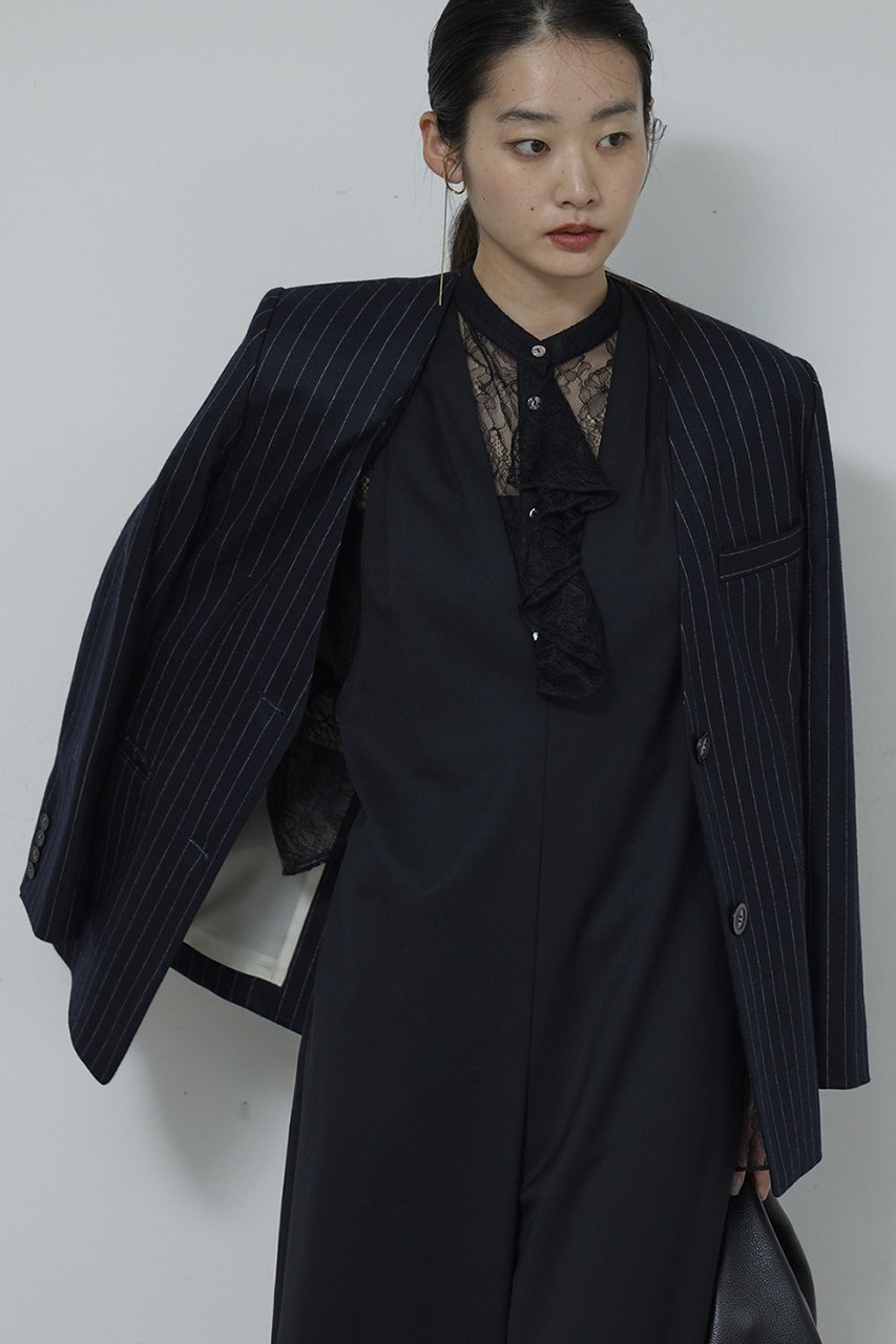 【ガリャルダガランテ/GALLARDAGALANTE】の【セットアップ対応】ストライプノーカラージャケット 人気、トレンドファッション・服の通販 founy(ファニー) 　ファッション　Fashion　レディースファッション　Fashion for Women　アウター　Coat / Outerwear Collection　レディースジャケット・軽アウター　Jackets　ノーカラージャケット / シンプル上品コーデ　Collarless Jackets　おすすめ　Recommended / Our Picks　ジャケット　Jacket, Outerwear　ストライプ　Stripe, Striped Pattern　スリット　Slit, Slit Detail　セットアップ　Set-Up, Coordinated Outfit　トレンド　Trend, Trending Now　再入荷　Restock / Back in Stock　 other-1|ID: prp329100004769249 ipo3291000000035772006