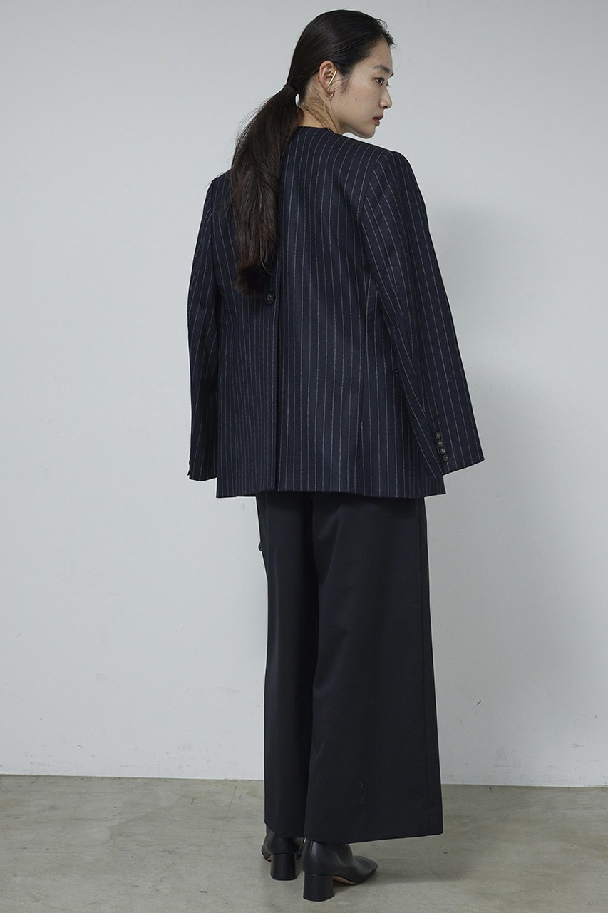 【ガリャルダガランテ/GALLARDAGALANTE】の【セットアップ対応】ストライプノーカラージャケット 人気、トレンドファッション・服の通販 founy(ファニー) 　ファッション　Fashion　レディースファッション　Fashion for Women　アウター　Coat / Outerwear Collection　レディースジャケット・軽アウター　Jackets　ノーカラージャケット / シンプル上品コーデ　Collarless Jackets　おすすめ　Recommended / Our Picks　ジャケット　Jacket, Outerwear　ストライプ　Stripe, Striped Pattern　スリット　Slit, Slit Detail　セットアップ　Set-Up, Coordinated Outfit　トレンド　Trend, Trending Now　再入荷　Restock / Back in Stock　other-4|ID: prp329100004769249 ipo3291000000035772010