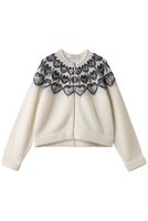 【アルアバイル/allureville】の【Loulou Willoughby】ハートJQニットブルゾン 人気、トレンドファッション・服の通販 founy(ファニー) ファッション Fashion レディースファッション Fashion for Women トップス・カットソー Cut & Sew Tops ニット Knit Tops & Sweaters カーディガン・羽織り Layered Style Cardigans カーディガン Cardigan, Knitwear ジャカード／ジャガード Jacquard, Woven Pattern スリーブ Sleeve, Long Sleeve / Short Sleeve ビジュー Bijou, Jewel-like Accent ブルゾン Blouson, Bomber Jacket ホリデーシーズン Holiday Season リュクス Luxury, Elegant, High-End, Chic ロング Long, Long-Length 新作・新入荷 New Arrivals / New In |ID:prp329100004769252