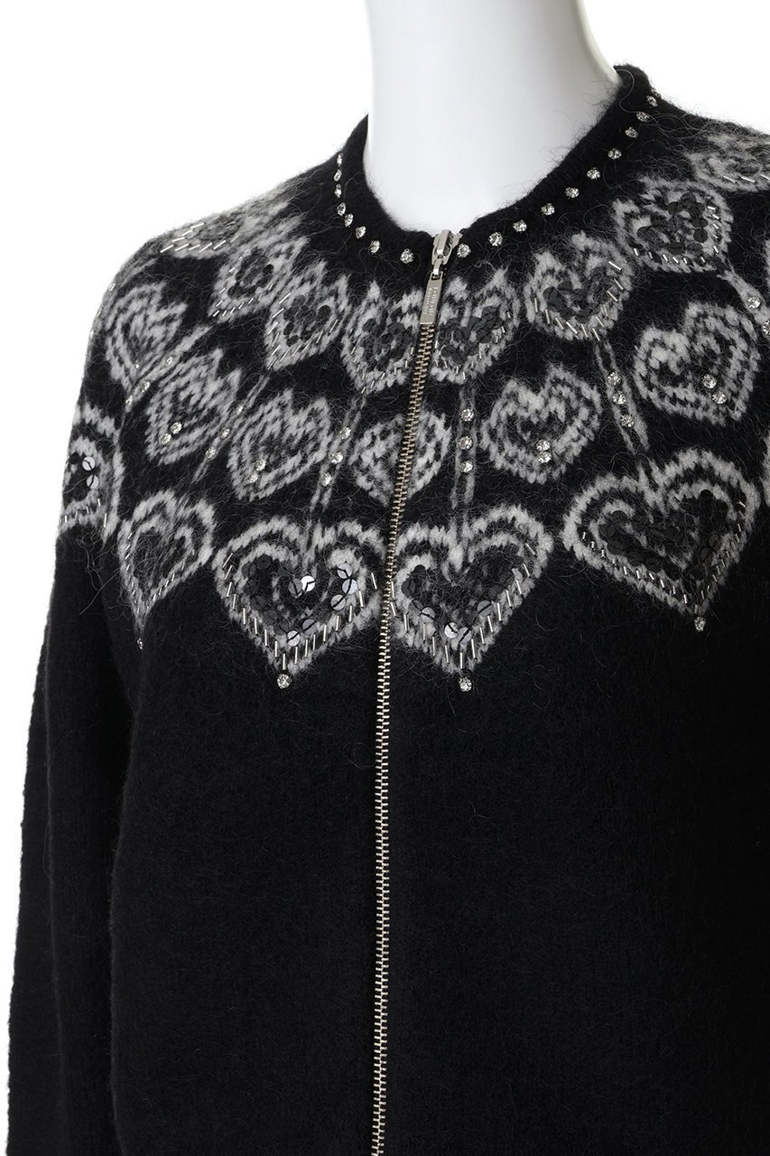 【アルアバイル/allureville】の【Loulou Willoughby】ハートJQニットブルゾン 人気、トレンドファッション・服の通販 founy(ファニー) ファッション Fashion レディースファッション Fashion for Women トップス・カットソー Cut & Sew Tops ニット Knit Tops & Sweaters カーディガン・羽織り Layered Style Cardigans カーディガン Cardigan, Knitwear ジャカード/ジャガード Jacquard, Woven Pattern スリーブ Sleeve, Long Sleeve / Short Sleeve ビジュー Bijou, Jewel-like Accent ブルゾン Blouson, Bomber Jacket ホリデーシーズン Holiday Season リュクス Luxury, Elegant, High-End, Chic ロング Long, Long-Length 新作・新入荷 New Arrivals / New In other-5|ID: prp329100004769252 ipo3291000000034543927