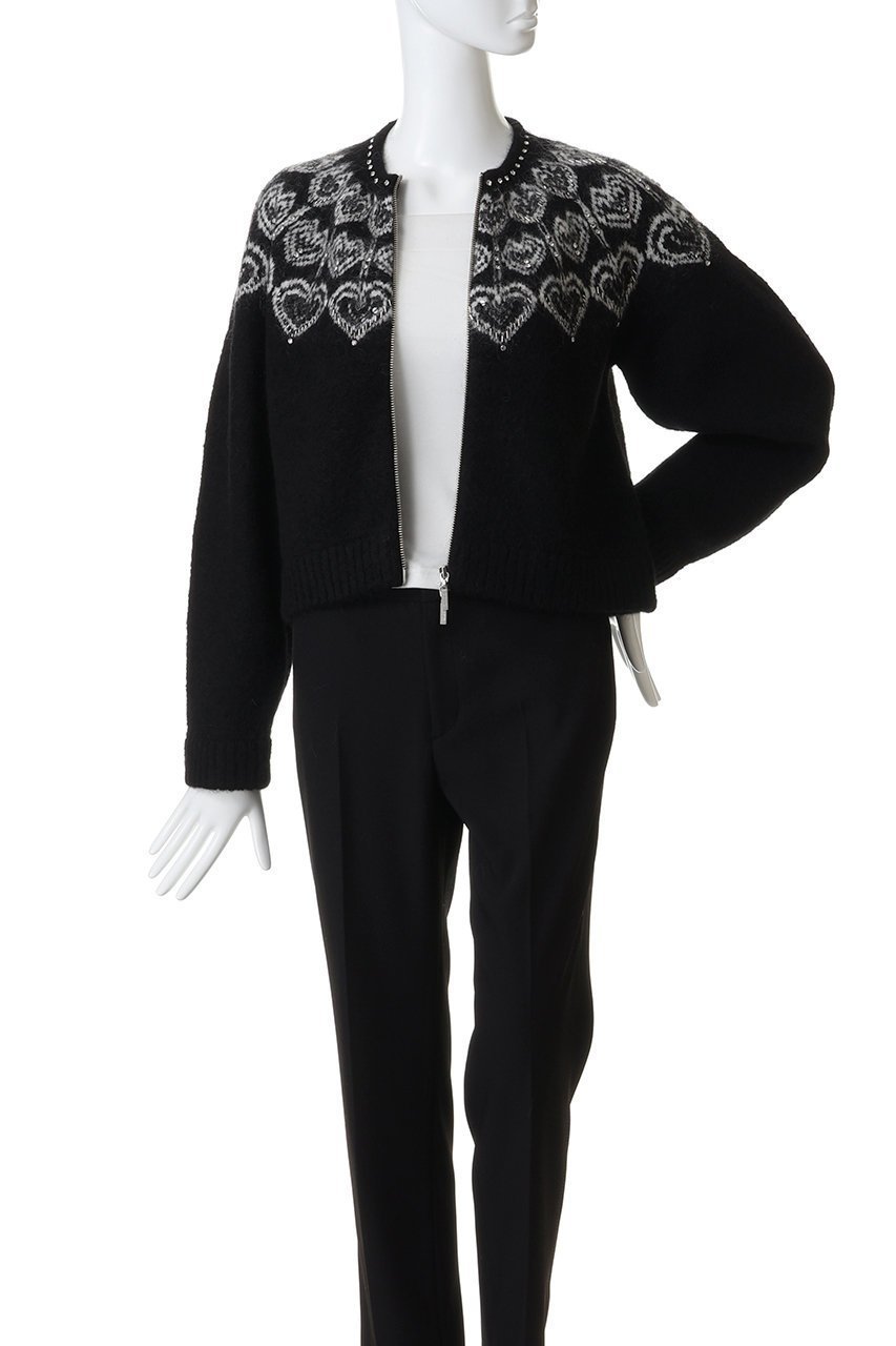 【アルアバイル/allureville】の【Loulou Willoughby】ハートJQニットブルゾン 人気、トレンドファッション・服の通販 founy(ファニー) ファッション Fashion レディースファッション Fashion for Women トップス・カットソー Cut & Sew Tops ニット Knit Tops & Sweaters カーディガン・羽織り Layered Style Cardigans カーディガン Cardigan, Knitwear ジャカード/ジャガード Jacquard, Woven Pattern スリーブ Sleeve, Long Sleeve / Short Sleeve ビジュー Bijou, Jewel-like Accent ブルゾン Blouson, Bomber Jacket ホリデーシーズン Holiday Season リュクス Luxury, Elegant, High-End, Chic ロング Long, Long-Length 新作・新入荷 New Arrivals / New In other-7|ID: prp329100004769252 ipo3291000000034543929