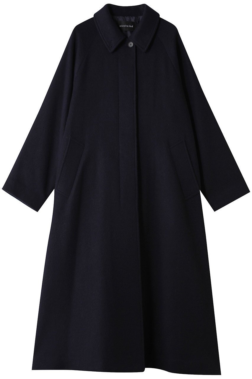 【ミズイロ インド/mizuiro ind】のwool blend balmacaan coat コート インテリア・キッズ・メンズ・レディースファッション・服の通販 founy(ファニー) 　ファッション　Fashion　レディースファッション　Fashion for Women　アウター　Coat / Outerwear Collection　コート・ロングコート・ピーコート　Long Coats, Peacoats & More　ハイネック　High Neck, Mock Neck　フロント　Front, Front Design　ロング　Long, Long-Length　エレガント 上品　Elegant　新作・新入荷　New Arrivals / New In　navy|ID: prp329100004769256 ipo3291000000034543951
