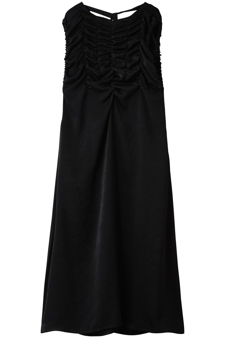 【ミディウミソリッド/MIDIUMISOLID】のランダムシャーリングワンピース インテリア・キッズ・メンズ・レディースファッション・服の通販 founy(ファニー) 　ファッション　Fashion　レディースファッション　Fashion for Women　ワンピース　Dresses　チュニック　Tunic Tops & Dresses　おすすめ　Recommended / Our Picks　サンダル　Sandals, Summer Shoes　シャーリング　Shirring, Ruched　スニーカー　Sneakers, Trainers　チュニック　Tunic, Long Top　ドレープ　Drape, Draping Fabric　ファブリック　Fabric, Textile　ランダム　Random, Irregular　ロング　Long, Long-Length　black|ID: prp329100004769262 ipo3291000000035772111