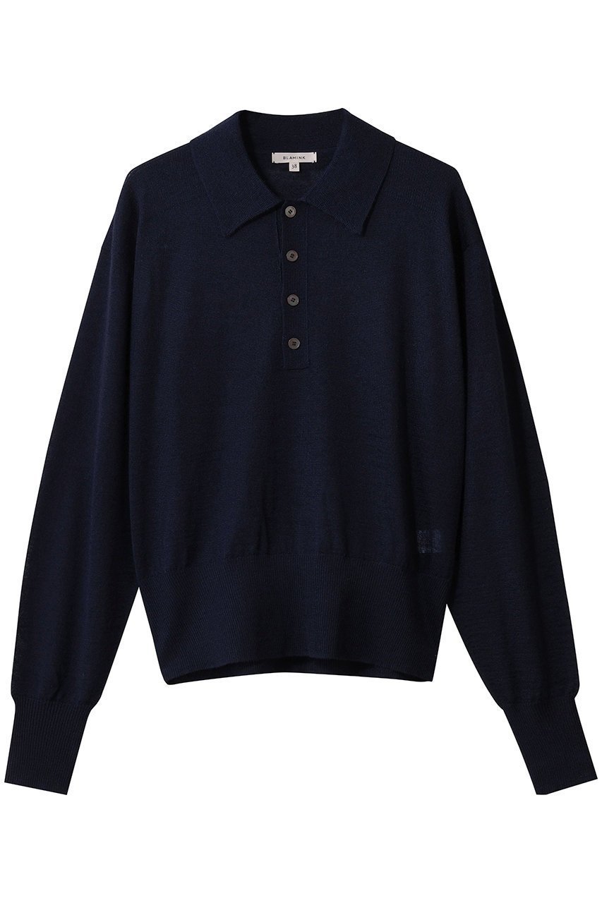 【ブラミンク/BLAMINK】の18Gレギュラーカラーロングスリーブニット インテリア・キッズ・メンズ・レディースファッション・服の通販 founy(ファニー) 　ファッション　Fashion　レディースファッション　Fashion for Women　トップス・カットソー　Cut & Sew Tops　ニット　Knit Tops & Sweaters　カジュアルプルオーバー・ニットトップス　Pullovers & Knit Tops / Casual Pullovers　シアー　Sheer, See-Through　シンプル　Simple, Minimal　トレンド　Trend, Trending Now　バランス　Balance, Style Balance　新作・新入荷　New Arrivals / New In　A/W・秋冬　Autumn/Winter　ネイビー|ID: prp329100004769266 ipo3291000000034544084