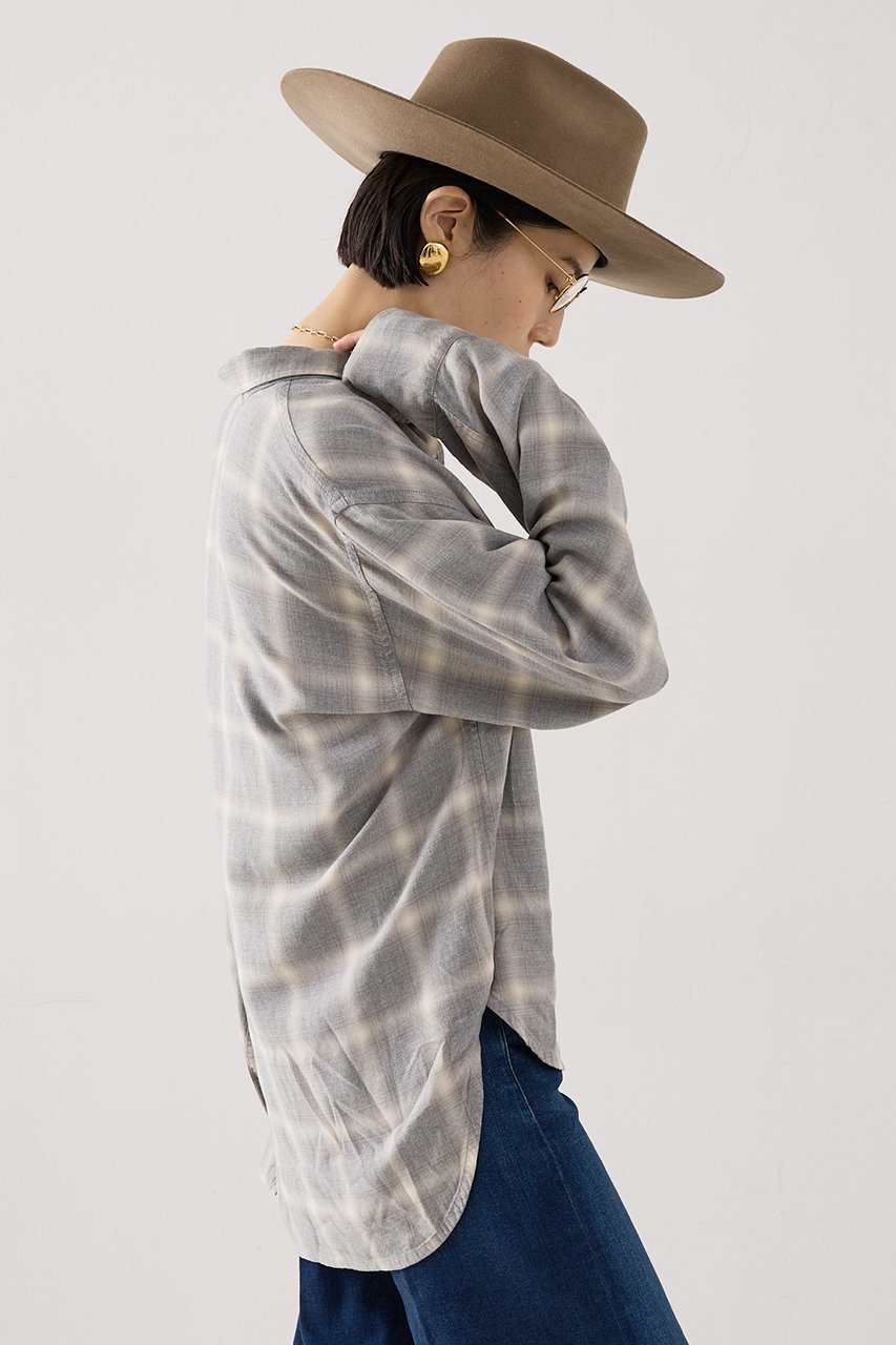 【ザ ストア バイ シー/THE STORE by C】の【REMI RELIEF】【別注】レーヨンツイルチェックシャツ 人気、トレンドファッション・服の通販 founy(ファニー) 　ファッション　Fashion　レディースファッション　Fashion for Women　トップス・カットソー　Cut & Sew Tops　シャツ・ブラウス・オフィスカジュアル　Elegant Blouses & Button-Ups　ウォッシュ　Washed Finish　カフス　Cuff Design　スリット　Slit, Slit Detail　スリーブ　Sleeve, Long Sleeve / Short Sleeve　チェック　Check, Plaid, Tartan　ドット　Polka Dot, Dot Pattern　ポケット　Pocket, Pocket Detail　ロング　Long, Long-Length　エレガント 上品　Elegant　別注　Limited Edition, Custom Order　other-2|ID: prp329100004769273 ipo3291000000035541744