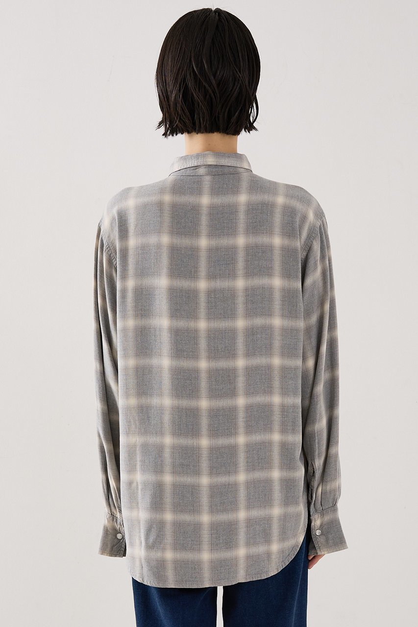 【ザ ストア バイ シー/THE STORE by C】の【REMI RELIEF】【別注】レーヨンツイルチェックシャツ 人気、トレンドファッション・服の通販 founy(ファニー) 　ファッション　Fashion　レディースファッション　Fashion for Women　トップス・カットソー　Cut & Sew Tops　シャツ・ブラウス・オフィスカジュアル　Elegant Blouses & Button-Ups　ウォッシュ　Washed Finish　カフス　Cuff Design　スリット　Slit, Slit Detail　スリーブ　Sleeve, Long Sleeve / Short Sleeve　チェック　Check, Plaid, Tartan　ドット　Polka Dot, Dot Pattern　ポケット　Pocket, Pocket Detail　ロング　Long, Long-Length　エレガント 上品　Elegant　別注　Limited Edition, Custom Order　other-8|ID: prp329100004769273 ipo3291000000035541754