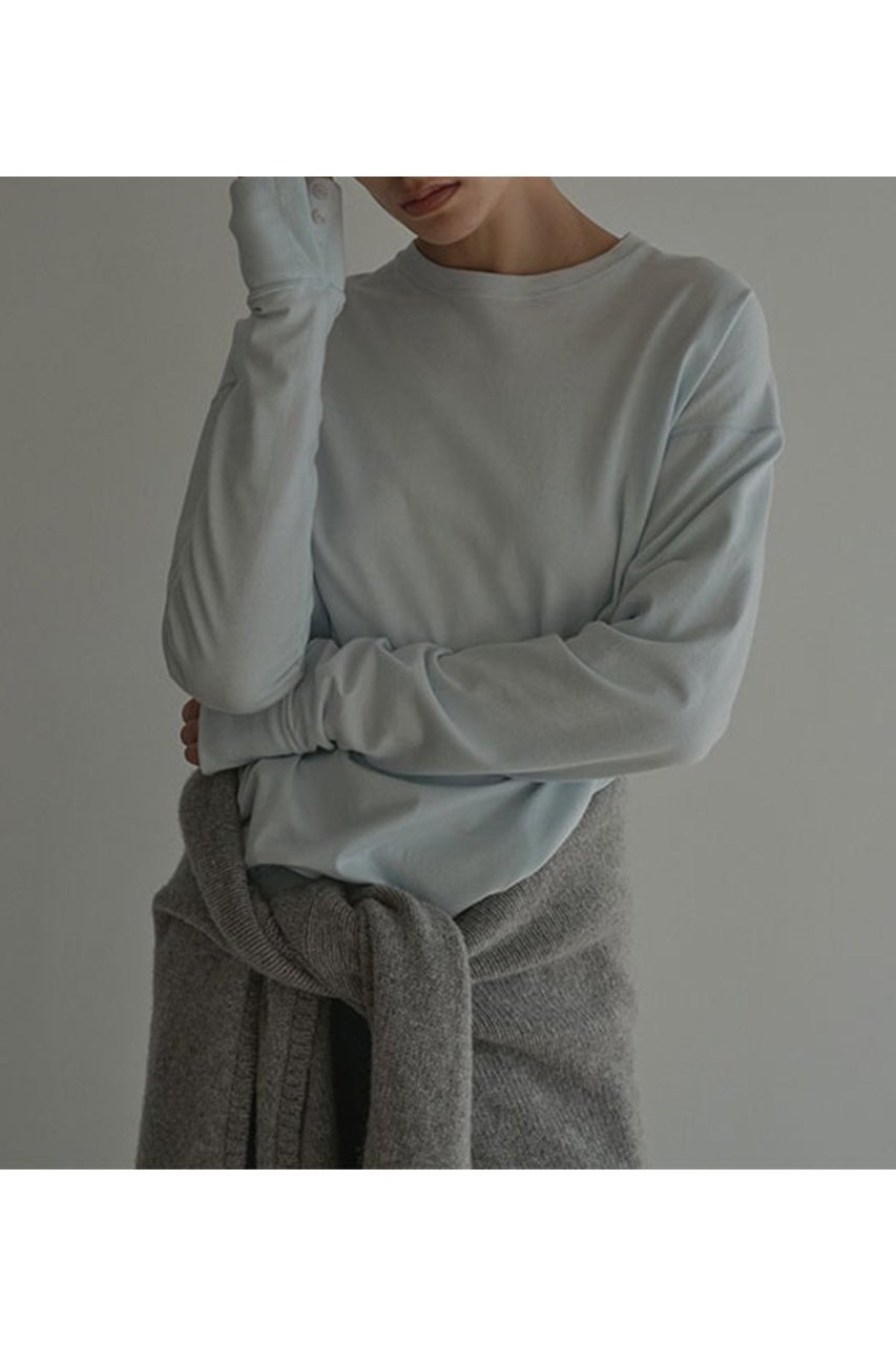 【エトレトウキョウ/ETRE TOKYO】のカフボタンロンTee インテリア・キッズ・メンズ・レディースファッション・服の通販 founy(ファニー) ファッション Fashion レディースファッション Fashion for Women トップス・カットソー Cut & Sew Tops シャツ・ブラウス・オフィスカジュアル Elegant Blouses & Button-Ups ロングTシャツ・Tシャツ Longline T-Shirts & Tees カットソー・ベーシックTシャツ Cut-and-Sewn Tops / Stretch Tees & Basics なめらか Smooth, Silky Texture インナー Innerwear カフス Cuff Design シンプル Simple, Minimal スタンダード Standard, Basic スリーブ Sleeve, Long Sleeve / Short Sleeve ベーシック Basic, Essential ロング Long, Long-Length 新作・新入荷 New Arrivals / New In ブルー|ID: prp329100004770099 ipo3291000000034554377