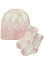 【ベアフットドリームス/BAREFOOT DREAMS / KIDS】の【BABY】コージーシックライト フェアアイル ビーニー&ソックス セット ピンク|ID:prp329100004770126