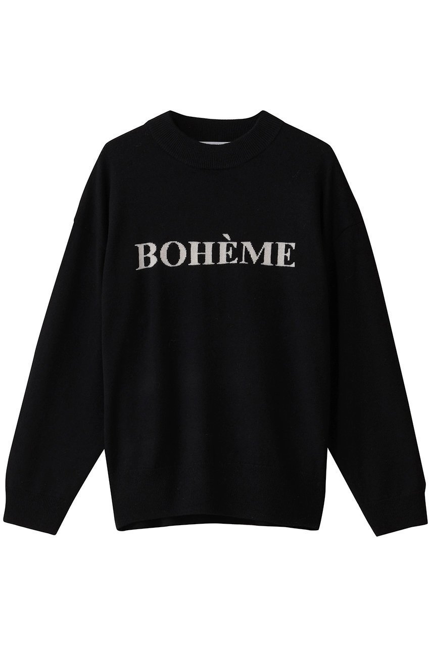 【エリオポール/heliopole】のインターシャロゴニット インテリア・キッズ・メンズ・レディースファッション・服の通販 founy(ファニー) 　ファッション　Fashion　レディースファッション　Fashion for Women　トップス・カットソー　Cut & Sew Tops　ニット　Knit Tops & Sweaters　カジュアルプルオーバー・ニットトップス　Pullovers & Knit Tops / Casual Pullovers　カットソー　Cut and Sewn Top　シンプル　Simple, Minimal　ベーシック　Basic, Essential　定番　Standard, Basic Item　新作・新入荷　New Arrivals / New In　ブラック|ID: prp329100004770131 ipo3291000000034554601