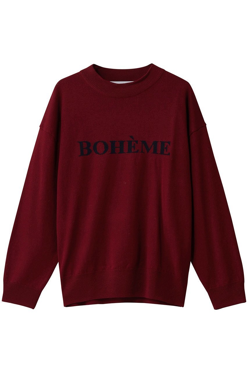 【エリオポール/heliopole】のインターシャロゴニット インテリア・キッズ・メンズ・レディースファッション・服の通販 founy(ファニー) 　ファッション　Fashion　レディースファッション　Fashion for Women　トップス・カットソー　Cut & Sew Tops　ニット　Knit Tops & Sweaters　カジュアルプルオーバー・ニットトップス　Pullovers & Knit Tops / Casual Pullovers　カットソー　Cut and Sewn Top　シンプル　Simple, Minimal　ベーシック　Basic, Essential　定番　Standard, Basic Item　新作・新入荷　New Arrivals / New In　ボルドー|ID: prp329100004770131 ipo3291000000034554603