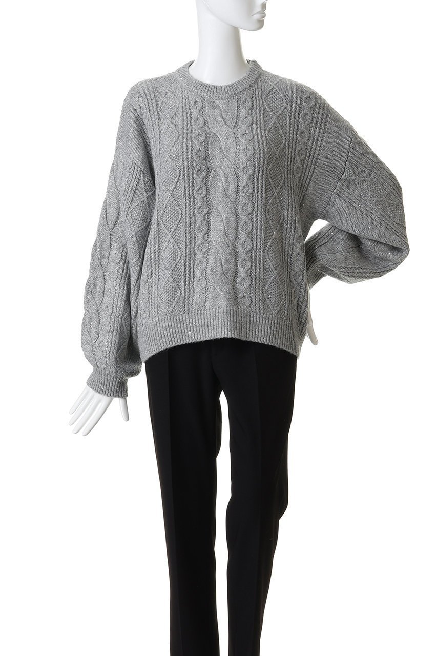 【エリオポール/heliopole】のケーブルスパングルニット 人気、トレンドファッション・服の通販 founy(ファニー) 　ファッション　Fashion　レディースファッション　Fashion for Women　トップス・カットソー　Cut & Sew Tops　ニット　Knit Tops & Sweaters　カジュアルプルオーバー・ニットトップス　Pullovers & Knit Tops / Casual Pullovers　スパンコール　Sequins, Sequin Embellishment　メタリック　Metallic, Shiny Finish　再入荷　Restock / Back in Stock　other-2|ID: prp329100004770132 ipo3291000000035845661