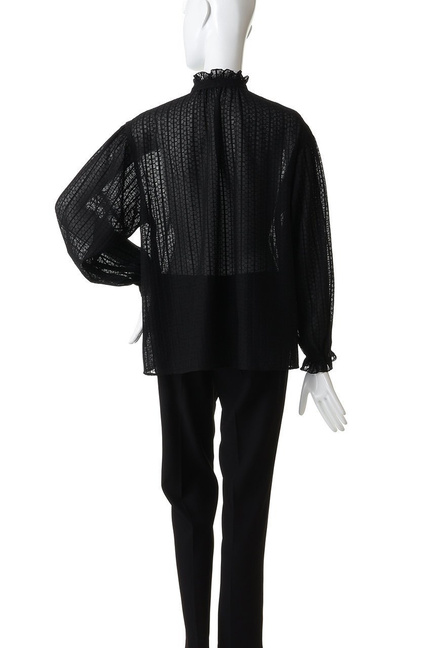 【エリオポール/heliopole】のレースフリルカラーブラウス 人気、トレンドファッション・服の通販 founy(ファニー) 　ファッション　Fashion　レディースファッション　Fashion for Women　トップス・カットソー　Cut & Sew Tops　シャツ・ブラウス・オフィスカジュアル　Elegant Blouses & Button-Ups　なめらか　Smooth, Silky Texture　ギャザー　Gathered, Ruffled　ジャケット　Jacket, Outerwear　スリーブ　Sleeve, Long Sleeve / Short Sleeve　フリル　Frill, Ruffle　ラッセル　Raschel, Raschel Lace　レース　Lace, Lace Fabric　ロング　Long, Long-Length　冬　Winter / This Winter　other-4|ID: prp329100004770134 ipo3291000000035845680