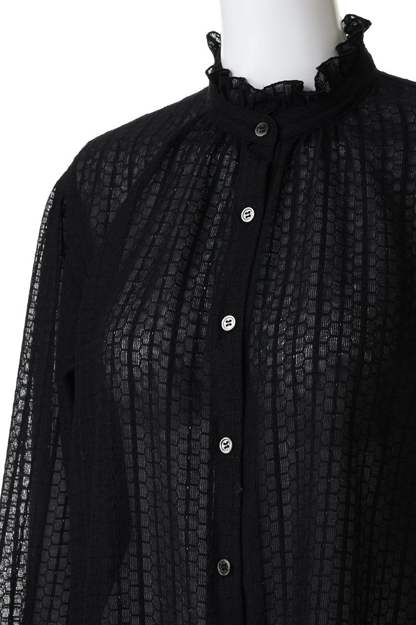 【エリオポール/heliopole】のレースフリルカラーブラウス 人気、トレンドファッション・服の通販 founy(ファニー) 　ファッション　Fashion　レディースファッション　Fashion for Women　トップス・カットソー　Cut & Sew Tops　シャツ・ブラウス・オフィスカジュアル　Elegant Blouses & Button-Ups　なめらか　Smooth, Silky Texture　ギャザー　Gathered, Ruffled　ジャケット　Jacket, Outerwear　スリーブ　Sleeve, Long Sleeve / Short Sleeve　フリル　Frill, Ruffle　ラッセル　Raschel, Raschel Lace　レース　Lace, Lace Fabric　ロング　Long, Long-Length　冬　Winter / This Winter　other-5|ID: prp329100004770134 ipo3291000000035845681