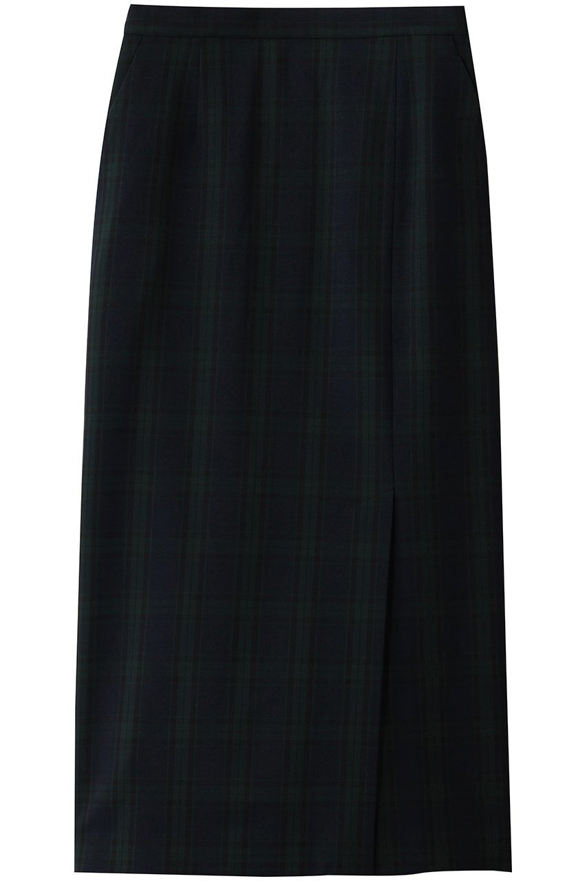 【エリオポール/heliopole】のチェックIラインスカート インテリア・キッズ・メンズ・レディースファッション・服の通販 founy(ファニー) ファッション Fashion レディースファッション Fashion for Women スカート Skirts ロングスカート Long Skirts / Maxi & Midi Skirts ストレッチ Stretch, Stretchy Fabric ストレート Straight, Straight Cut スリット Slit, Slit Detail チェック Check, Plaid, Tartan ロング Long, Long-Length グリーン系|ID: prp329100004770147 ipo3291000000035698706