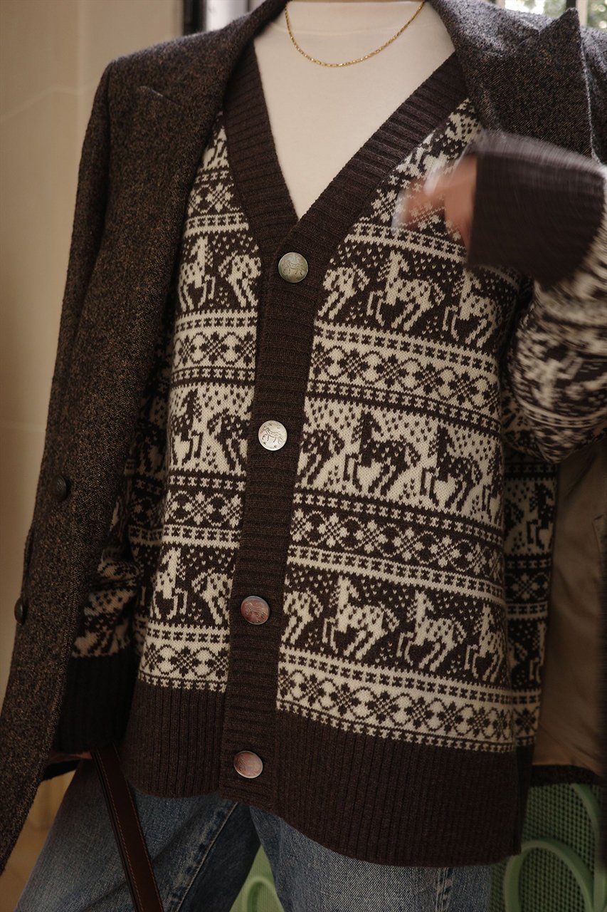 【アロー/aLORS】のCardigan jacquard equestre Freya カーディガン 人気、トレンドファッション・服の通販 founy(ファニー) ファッション Fashion レディースファッション Fashion for Women トップス・カットソー Cut & Sew Tops ニット Knit Tops & Sweaters カーディガン・羽織り Layered Style Cardigans イタリア Italy カーディガン Cardigan, Knitwear パターン Pattern, Design Print モチーフ Motif, Design Theme ロンドン London Style, British Inspired エレガント 上品 Elegant 新作・新入荷 New Arrivals / New In other-6|ID: prp329100004771155 ipo3291000000034565288