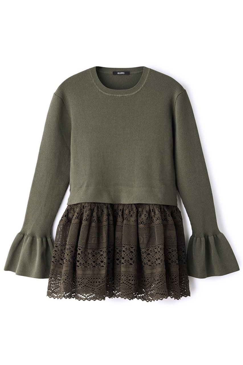 【アロー/aLORS】のPull en dentelle torsadee equestre Cadence レース付きニット インテリア・キッズ・メンズ・レディースファッション・服の通販 founy(ファニー) ファッション Fashion レディースファッション Fashion for Women トップス・カットソー Cut & Sew Tops ニット Knit Tops & Sweaters カジュアルプルオーバー・ニットトップス Pullovers & Knit Tops / Casual Pullovers スリーブ Sleeve, Long Sleeve / Short Sleeve ペプラム Peplum, Flared Hem モチーフ Motif, Design Theme レース Lace, Lace Fabric エレガント 上品 Elegant 冬 Winter / This Winter 春 Spring ヴェールヨモギ|ID: prp329100004771158 ipo3291000000035772302