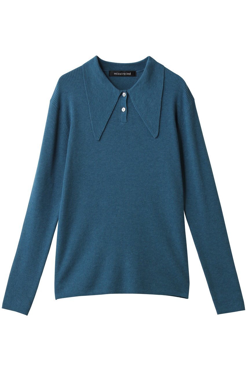 【ミズイロ インド/mizuiro ind】のlong collar knit Polo ポロニット インテリア・キッズ・メンズ・レディースファッション・服の通販 founy(ファニー) ファッション Fashion レディースファッション Fashion for Women トップス・カットソー Cut & Sew Tops ニット Knit Tops & Sweaters カジュアルプルオーバー・ニットトップス Pullovers & Knit Tops / Casual Pullovers クラシカル Classical, Vintage-Inspired シンプル Simple, Minimal デニム Denim, Jeans Material トレンド Trend, Trending Now 新作・新入荷 New Arrivals / New In l.blue|ID: prp329100004772239 ipo3291000000034575802