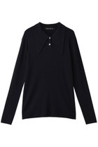 【ミズイロ インド/mizuiro ind】のlong collar knit Polo ポロニット navy|ID:prp329100004772239