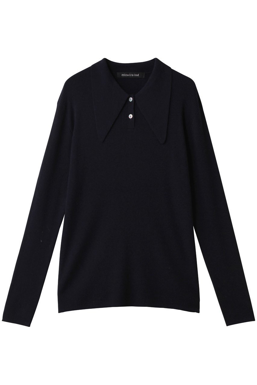 【ミズイロ インド/mizuiro ind】のlong collar knit Polo ポロニット インテリア・キッズ・メンズ・レディースファッション・服の通販 founy(ファニー) ファッション Fashion レディースファッション Fashion for Women トップス・カットソー Cut & Sew Tops ニット Knit Tops & Sweaters カジュアルプルオーバー・ニットトップス Pullovers & Knit Tops / Casual Pullovers クラシカル Classical, Vintage-Inspired シンプル Simple, Minimal デニム Denim, Jeans Material トレンド Trend, Trending Now 新作・新入荷 New Arrivals / New In navy|ID: prp329100004772239 ipo3291000000034575803