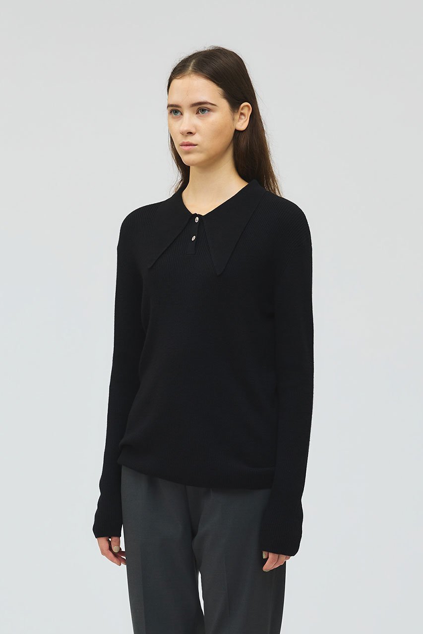 【ミズイロ インド/mizuiro ind】のロングカラーニットポロ 人気、トレンドファッション・服の通販 founy(ファニー) 　ファッション　Fashion　レディースファッション　Fashion for Women　トップス・カットソー　Cut & Sew Tops　ニット　Knit Tops & Sweaters　カジュアルプルオーバー・ニットトップス　Pullovers & Knit Tops / Casual Pullovers　クラシカル　Classical, Vintage-Inspired　シンプル　Simple, Minimal　デニム　Denim, Jeans Material　トレンド　Trend, Trending Now　other-8|ID: prp329100004772239 ipo3291000000034716263