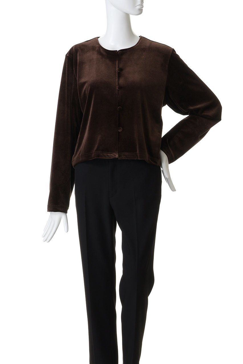 【ミディウミソリッド/MIDIUMISOLID】のクルーネックベロアカーディガン 人気、トレンドファッション・服の通販 founy(ファニー) 　ファッション　Fashion　レディースファッション　Fashion for Women　トップス・カットソー　Cut & Sew Tops　カーディガン・羽織り　Layered Style Cardigans　シャツ・ブラウス・オフィスカジュアル　Elegant Blouses & Button-Ups　ロングTシャツ・Tシャツ　Longline T-Shirts & Tees　カットソー・ベーシックTシャツ　Cut-and-Sewn Tops / Stretch Tees & Basics　ベロアトップス　Velour Tops / Velvet-Look Items　カーディガン　Cardigan, Knitwear　シンプル　Simple, Minimal　フロント　Front, Front Design　ベロア　Velour, Soft Velvet　リュクス　Luxury, Elegant, High-End, Chic　エレガント 上品　Elegant　other-2|ID: prp329100004772243 ipo3291000000035859680