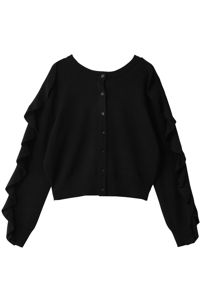 【クラネ/CLANE】のW FACE SHOULDER FRILL KNIT CARDIGAN インテリア・キッズ・メンズ・レディースファッション・服の通販 founy(ファニー) 　ファッション　Fashion　レディースファッション　Fashion for Women　トップス・カットソー　Cut & Sew Tops　ニット　Knit Tops & Sweaters　カーディガン・羽織り　Layered Style Cardigans　なめらか　Smooth, Silky Texture　カーディガン　Cardigan, Knitwear　シンプル　Simple, Minimal　フリル　Frill, Ruffle　羽織　Haori, Light Jacket　BLACK|ID: prp329100004773603 ipo3291000000035360539