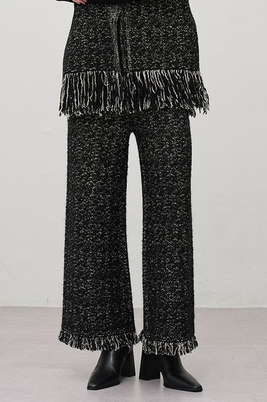 【アンクレイヴ/uncrave】の【11/19 12:00販売開始】ツイードニット フレアパンツ インテリア・キッズ・メンズ・レディースファッション・服の通販 founy(ファニー) ファッション Fashion レディースファッション Fashion for Women パンツ Pants & Trousers ストレッチ Stretch, Stretchy Fabric ツイード/ツィード Choker, Choker Necklace ツイード Twill, Twill Weave フリンジ Fringe, Tassel フレア Flare, Flared ミックス Mix, Mixed Style ワイド Wide, Wide Fit 新作・新入荷 New Arrivals / New In ブラック×オフ|ID: prp329100004773610 ipo3291000000034594235