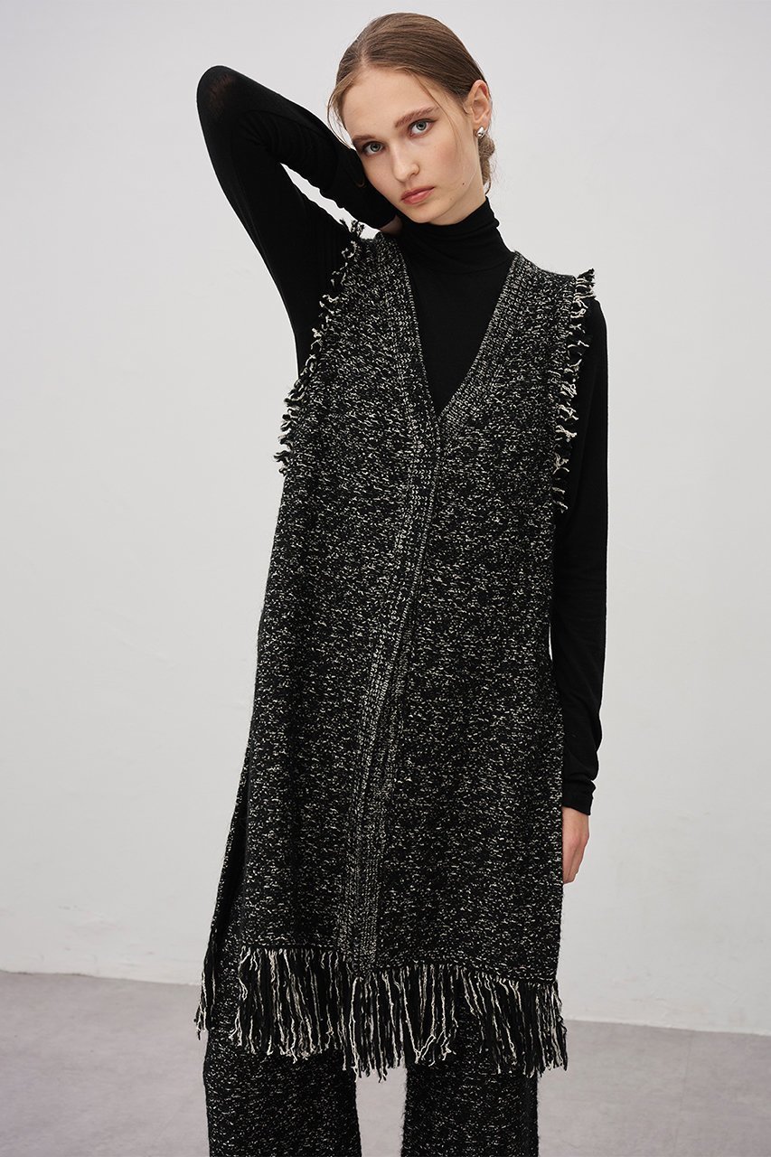 【アンクレイヴ/uncrave】の【11/19 12:00販売開始】ツイードニット ジレ インテリア・キッズ・メンズ・レディースファッション・服の通販 founy(ファニー) ファッション Fashion レディースファッション Fashion for Women トップス・カットソー Cut & Sew Tops ニット Knit Tops & Sweaters カーディガン・羽織り Layered Style Cardigans ベスト&ジレ / 重ね着スタイル Vests & Gilets カーディガン Cardigan, Knitwear ストレッチ Stretch, Stretchy Fabric セットアップ Set-Up, Coordinated Outfit ツイード/ツィード Choker, Choker Necklace ツイード Twill, Twill Weave フリンジ Fringe, Tassel フレア Flare, Flared フロント Front, Front Design ベスト Vest, Waistcoat ミックス Mix, Mixed Style ロング Long, Long-Length 新作・新入荷 New Arrivals / New In ブラック×オフ|ID: prp329100004773611 ipo3291000000034594246