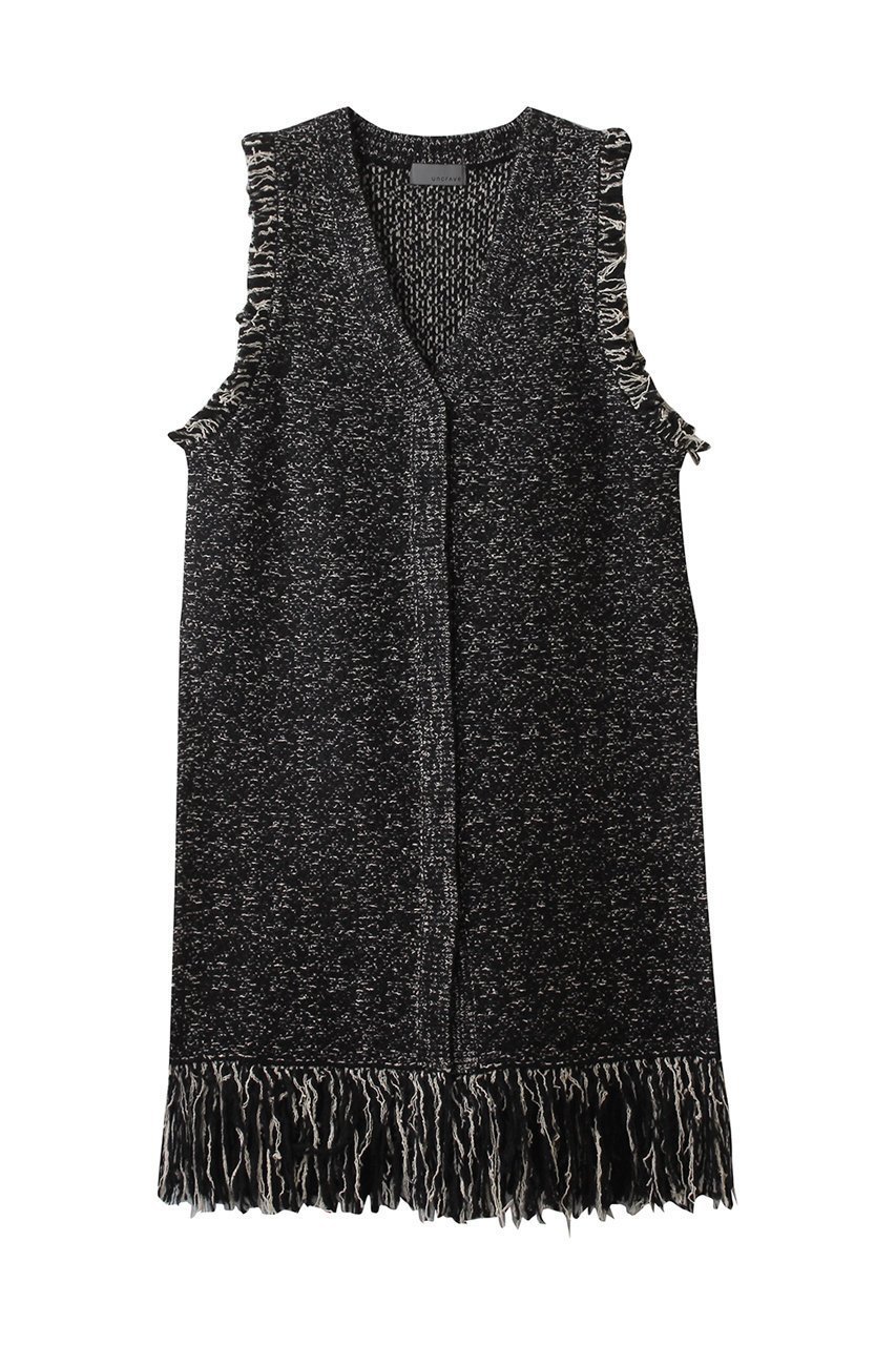 【アンクレイヴ/uncrave】のツイードニット ジレ インテリア・キッズ・メンズ・レディースファッション・服の通販 founy(ファニー) 　ファッション　Fashion　レディースファッション　Fashion for Women　トップス・カットソー　Cut & Sew Tops　ニット　Knit Tops & Sweaters　カーディガン・羽織り　Layered Style Cardigans　ベスト&ジレ / 重ね着スタイル　Vests & Gilets　カーディガン　Cardigan, Knitwear　ストレッチ　Stretch, Stretchy Fabric　セットアップ　Set-Up, Coordinated Outfit　ツイード／ツィード　Choker, Choker Necklace　ツイード　Twill, Twill Weave　フリンジ　Fringe, Tassel　フレア　Flare, Flared　フロント　Front, Front Design　ベスト　Vest, Waistcoat　ミックス　Mix, Mixed Style　ロング　Long, Long-Length　ブラック×オフ|ID: prp329100004773611 ipo3291000000035846203