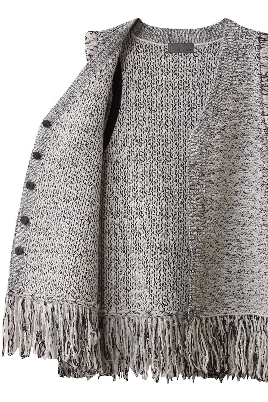 【アンクレイヴ/uncrave】のツイードニット ジレ 人気、トレンドファッション・服の通販 founy(ファニー) 　ファッション　Fashion　レディースファッション　Fashion for Women　トップス・カットソー　Cut & Sew Tops　ニット　Knit Tops & Sweaters　カーディガン・羽織り　Layered Style Cardigans　ベスト&ジレ / 重ね着スタイル　Vests & Gilets　カーディガン　Cardigan, Knitwear　ストレッチ　Stretch, Stretchy Fabric　セットアップ　Set-Up, Coordinated Outfit　ツイード／ツィード　Choker, Choker Necklace　ツイード　Twill, Twill Weave　フリンジ　Fringe, Tassel　フレア　Flare, Flared　フロント　Front, Front Design　ベスト　Vest, Waistcoat　ミックス　Mix, Mixed Style　ロング　Long, Long-Length　other-7|ID: prp329100004773611 ipo3291000000035878206