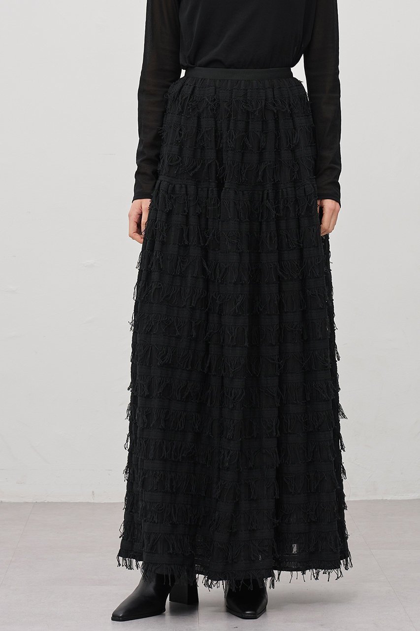 【アンクレイヴ/uncrave】の【11/19 12:00販売開始】フリンジレース ティアードスカート インテリア・キッズ・メンズ・レディースファッション・服の通販 founy(ファニー) ファッション Fashion レディースファッション Fashion for Women アウター Coat / Outerwear Collection スカート Skirts ティアードスカート Tiered Skirts ロングスカート Long Skirts / Maxi & Midi Skirts カットジャガード Cut Jacquard ギャザー Gathered, Ruffled シンプル Simple, Minimal ジャケット Jacket, Outerwear チェック Check, Plaid, Tartan ティアードスカート Tiered Skirt, Flounced Skirt フリンジ Fringe, Tassel フレア Flare, Flared ブロック Block, Solid Block Pattern メッシュ Mesh, Net Fabric ラッセル Raschel, Raschel Lace レース Lace, Lace Fabric ロング Long, Long-Length 新作・新入荷 New Arrivals / New In ブラック|ID: prp329100004773613 ipo3291000000034594261